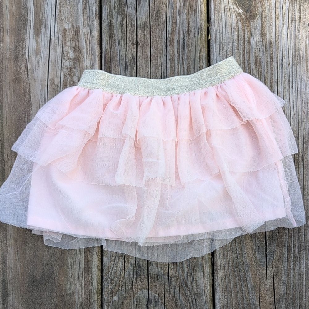Carter's 18 Month Pink Ruffled Tutu With Gold Glitter Waist
